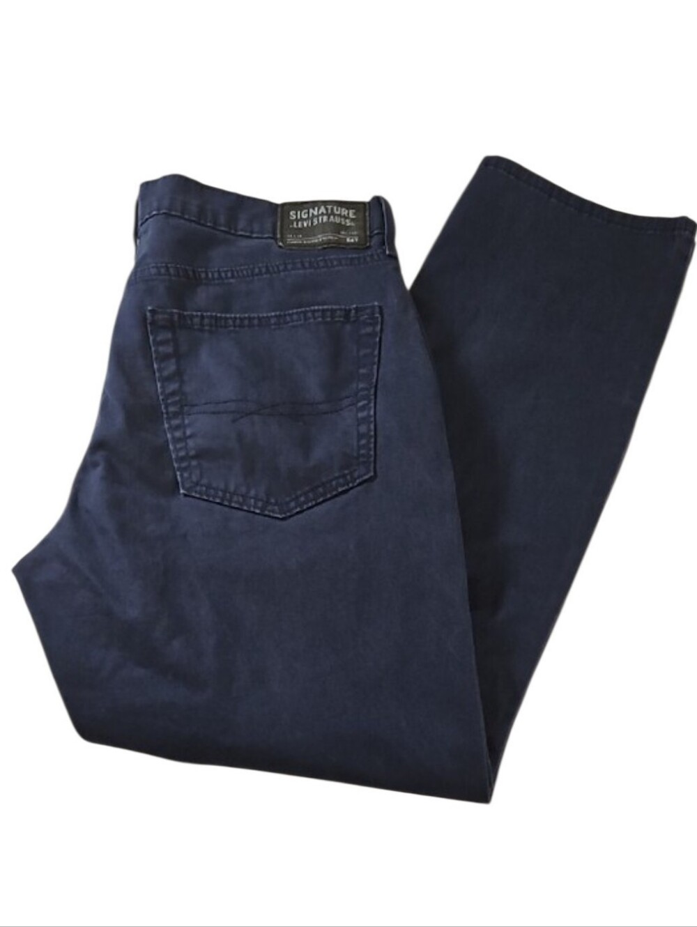 Signature Levi Strauss Men's Navy Chino Pants, S67 Athletic, 36x32